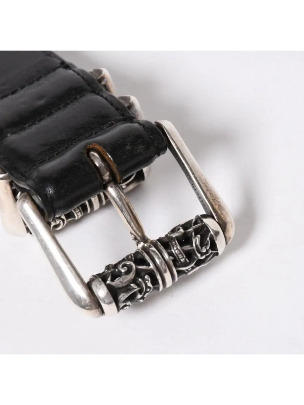Chrome Hearts Blt Roller Belt 32 Black Leather 925 Sterling Silver